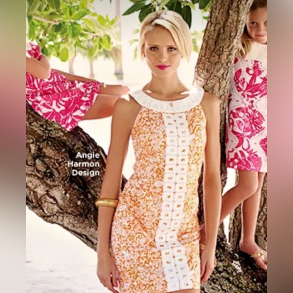 Lilly Pulitzer Rare Jubilee Angie Harmon Beaded Shift OJ Orange Catalina Size 12